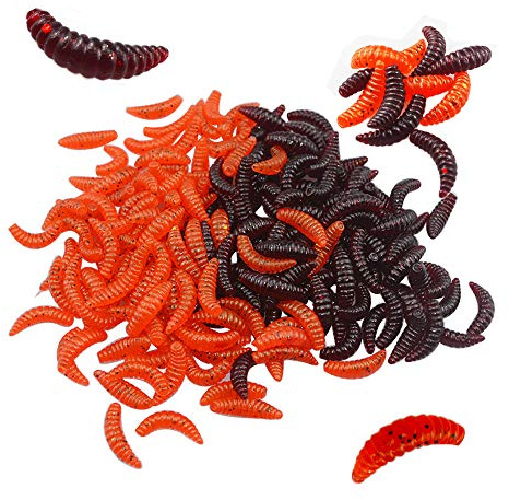 Senven Artificial lombriz, Silicona Suave biomimética Cebo lombriz Señuelos Pesca lombriz Simulación Gusanos Rojos plástico Ambiente Verde Fuerte tentación Cebo Falso RedWorm - 200Pcs
