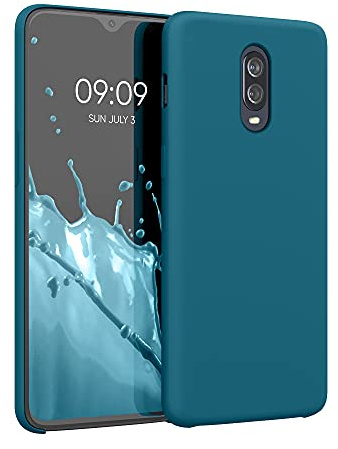 kwmobile Hülle kompatibel mit OnePlus 6T Hülle - Silikon Handy Case - Handyhülle weiche Oberfläche - kabelloses Laden - Petrol matt