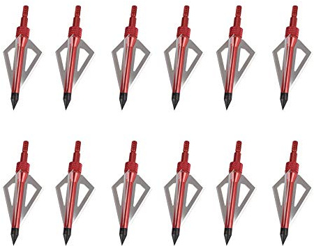 ELONG 12 Pieces 3 Blades Archery Hunting Tips 100 Grain Screw-In Arrowheads Arrowheads Compatible with Crossbow and Compound Bow for Archery Target Hunting Outdoor