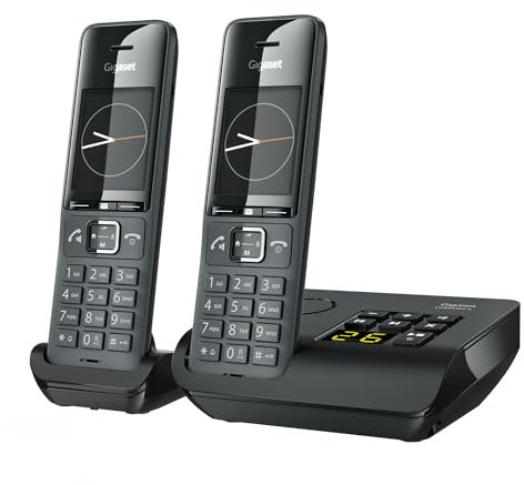 Gigaset Comfort 520A Duo - 2 Téléphone DECT sans Fil avec répondeur - Design élégant - qualité Audio supérieure - Blocage d'appels - Jusqu’à 200 Contacts, Gris foncé [Version française]