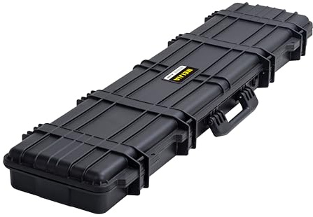 MEIJIA Portable Waterproof All Weather Hard Rifle Case,Soft Handle Grip,Customizable Fit Foam Inserted,Without Wheels,Elegant Black (53.54x13.78x4.96)