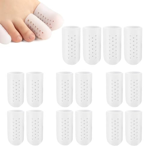 16 Pcs Silikon Zehenschutz, 6 Paare Kleiner Zeh Zehenschutz, 2 Paare Großer Zeh Zehenschutz, Atmungsaktive Zehenkappen Zehenschoner für Mais, Blasen und Schwielen, Reibung Schmerzlinderung