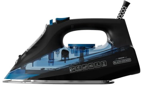 Black+Decker - Ferro da Stiro BXIR2606E 2600W | Colpo di Vapore 150 g/min | Piastra in Ceramica | Punta di Precisione | Antigoccia | Doppio Sistema Anticalcare | Funzione Spray | Stiratura Verticale