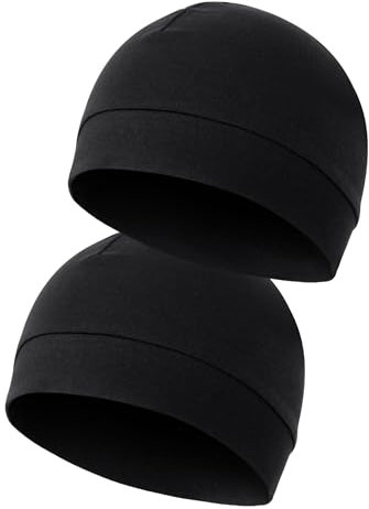 MELLIEX 2 Stück Fahrradmütze Unter Helm Baumwolle Laufmütze Multifunktionale Wintermütze Skull Cap Helmfutter für Herren Damen