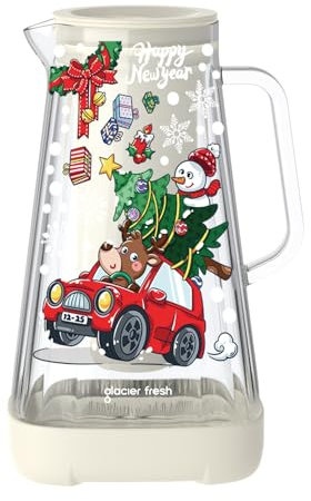 GLACIER FRESH Glas Wasserfilter-Kanne | 2,5 L | 1x Aktivkohle + 1x Ultrafiltration Filter | Reduziert Chlor, Fluorid, Kalkablagerungen, Schwermetalle wie Blei, Kupfer | Weiß