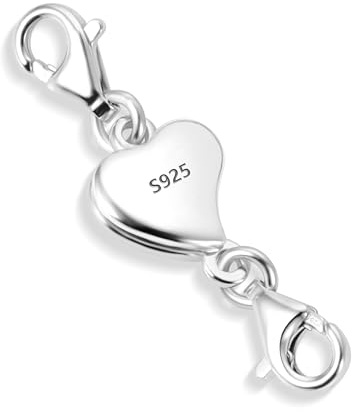 925 Sterling Silver Magnetic Necklace Clasps Heart Magnetic Jewelry Clasp | Magnetic Necklace Clasps 925 Jewelry Making Findings Clasps Heart Magnet Bracelet Convert Connect Necklace Extenders
