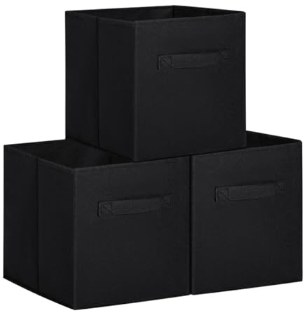 T-LOVENDO.ES Set de TRES Cajas de Almacenamiento Plegable, 3X Cesta con 2 Asas, Cajón para Mantas Ropa, Cofre de Tela, Cubo Organizador para Dormitorio Salón, 20 Litros