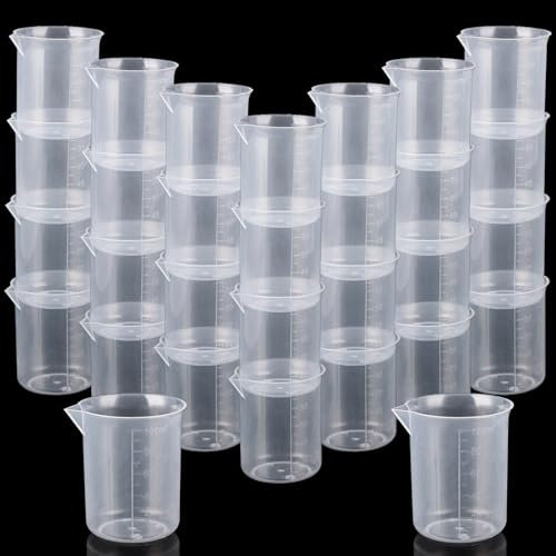 ASelected 30 PCS 100ml Resin Measuring Cups,Graduated Cups with Double-Sided Scale,Epoxy Mixing Cups,Plastic Measuring Cups for Resin Mixing,Liquid and Paint,for Kitchen Cooking Medicine Measure Tool