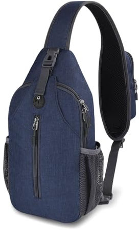 Aucuu Sling Rucksack, Brusttasche Sling Bag Klein, Schultertasche, Multipurpose Crossbody Bag, Crossbody Umhängetasche mit Kopfhörerloch, Schulterrucksack für Wandern Reisen Klettern Herren Damen