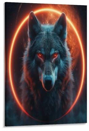 VFKLZCNYR Wolf Adulte Et Enfant Peinture À L'huile 3D Professionnel Peinture Sur Toile Kit Avec Cadre 20x30inch(50x75cm)
