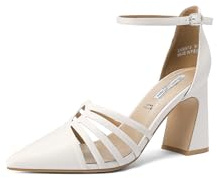 QUEEN HELENA Décolleté Donna Scarpe con Tacco con Cinturino Casual Eleganti ZM9972 Bianco 36