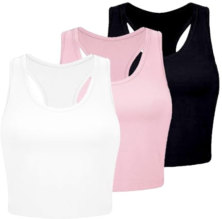 Débardeur de Sport Femme Dos Nageur Yoga Shirt sans Manches Running Fitness Tank Top, Lot de 3