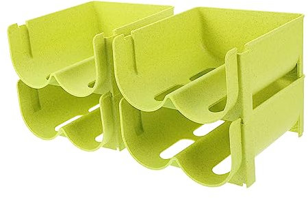 LOEFLIFA Estante De Almacenamiento Apilable para Refrigerador, Organizador De Recipientes De Bebidas, Material PP, Color Verde, Resistente Humedad, 4 Piezas, Uso Doméstico y Cocina