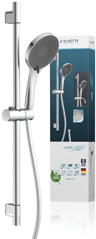 Schütte 64291 Capri Duschstange und Handbrause | Duschbrause mit 3-Fach verstellbarem Duschkopf | Brauseset mit Duschsäule | Duschkopf mit Schlauch und Halterung | Regendusche Duschpaneel | Chrom