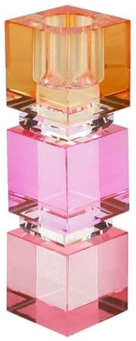 Gift Company – ljushållare – sari – kristallglas – färg: rosa, orange – (Ø x H) 13,8 x 3,8 cm