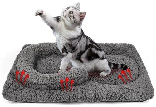 TailTastic självvärmande kattsängsmatta med U-formad kudde – 56 cm x 45 cm mjuk tjock termisk kattsäng, maskintvättbar värmebehållningsdyna för inomhuskatter