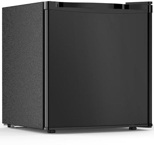 Electactic 1.7 Cu.ft Mini Fridge with Freezer, Compact Refrigerator, Single Reversible Door, Ultra Quiet, Energy Efficient for Office, Dorm, Bedroom, Apartment, Black
