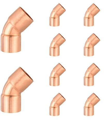 10-Pack HeSun HeSun Copper Fittings, 5/8-Inch 45-Degree Copper Elbow, C x C with Sweat Solder Connection