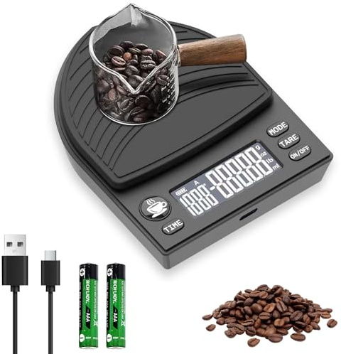 Balance Precision à Café Mini Avec Fonction Minuterie, Capacité De Pesée 2 Kg/Haute Précision 0,1 G, Rechargeable, Balance de Haute PréCision pour Café Filtre/Coulé/Espresso Avec éCran LCD