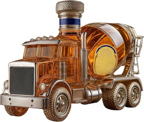 3D Whiskykaraff, handblåst glaskonst, spritflaska, bardekoration (blå traktor)