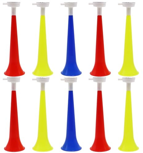 Ameble 10 bocinas de Estadio, bocinas de plástico ruidosas y generadores de Ruido para Eventos Deportivos, Trompeta Vuvuzela para animaciones, Juegos de fútbol y Regalos de Fiesta (Color Aleatorio)