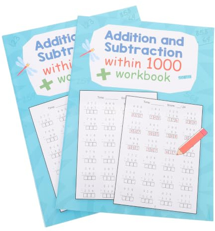 Hemobllo Cahier D'exercices de Mathématiques Scolaires, Cahier D'exercices D'addition Maternelle, 2 Livres, Papier, Exercices de Soustraction, pour École, Débutants et Garçon et Filles