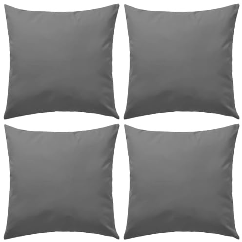 vidaXL 4X Cuscini da Esterno Guanciali Decorativi da Giardino Robusti Resistenti per Sedie Divani con Cerniera in Poliestere 45x45 cm Grigi