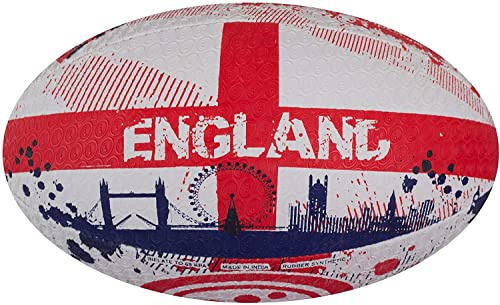 Optimum England Nation Rugby Ball – Durable Rubber Training Ball with Enhanced Grip & Long Air Retention – Size Midi