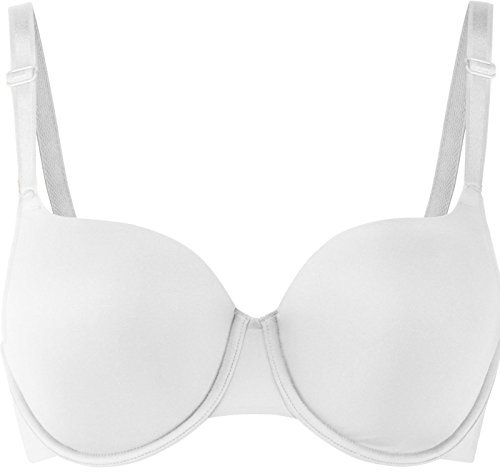 GA COMMUNICATIONS Women’s T-Shirt Bra Underwired Padded Full Cup – Seamless Everyday Comfort Lingerie with Moulded Cups, Adjustable Straps & Full Coverage Support[White,34 B]
