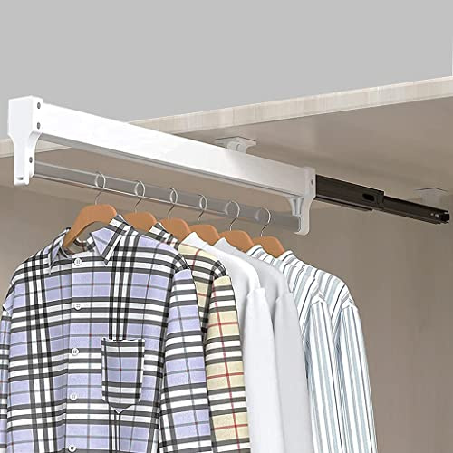 Ausziehbare Kleiderstange zum Herausziehen der Kleiderbügel Verstellbarer Kleiderschrank Kleiderstange -450mm Weiß