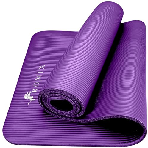 ROMIX Tappetino Yoga Fitness, 15MM Extra-Spessa Antiscivolo Yoga Mat, Schiuma di Memoria Stuoia di Esercizio per Uomini Donne, Casa, Professionale Palestra Allenamento Meditazione Pilates – Viola