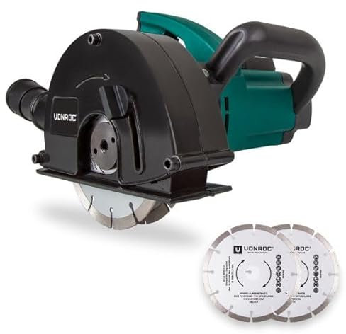 VONROC Rozadora de pared | Fresadora de 1700W - 150mm con 4 discos diamantados y una bolsa de almacenamiento