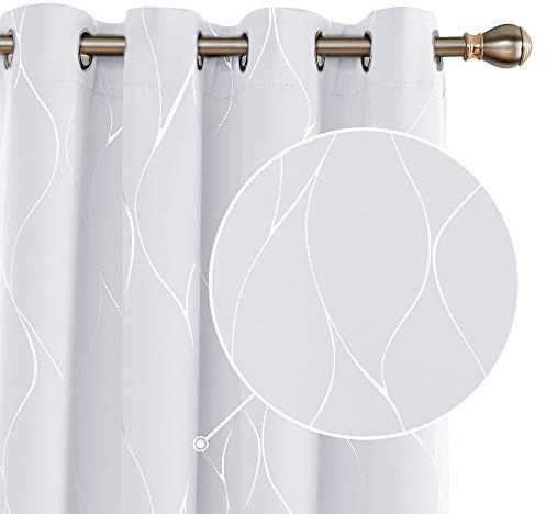 Deconovo Cortinas Salón, Opacas Modernas Térmicas Aislante Decorativas, con Ojales, 140x240 cm(Ancho x Alto), Gris Perla, 2 Piezas