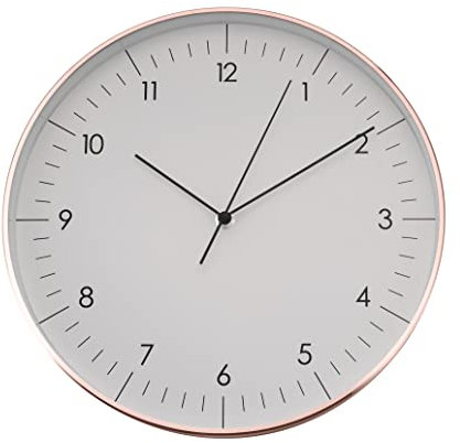 LUUK LIFESTYLE Geräuschlose Quarz Wanduhr, minimalistisches & modernes Design, für Küche, Kinderzimmer, Wohnzimmer, Diele, Geschenkidee, Weiß und Rosegold