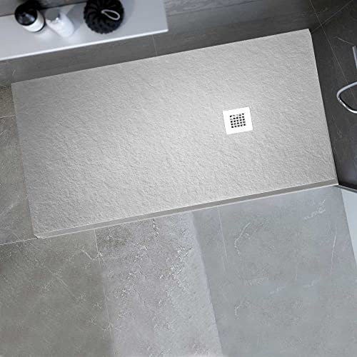 Gresinex® - Plato de Ducha en Resina y Cargas Minerales Aligeradas- Gris Claro Ral 7047 - NUEVA TEXTURA PIZARRA - Antideslizante Grado 3 - (70x100)
