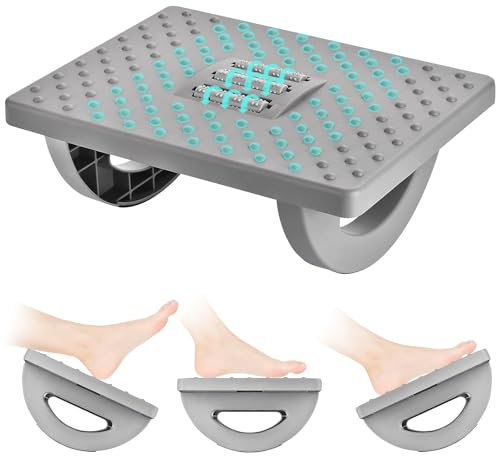 Lighterday Fußhocker,Ergonomische Fußstütze Schreibtisch Verstellbare Fußstütze Bequeme Fußbank,Fußablage Schreibtisch mit Rollenmassage,Fussstütze Büro Fusshocker fürs Büro Hause (Grau)