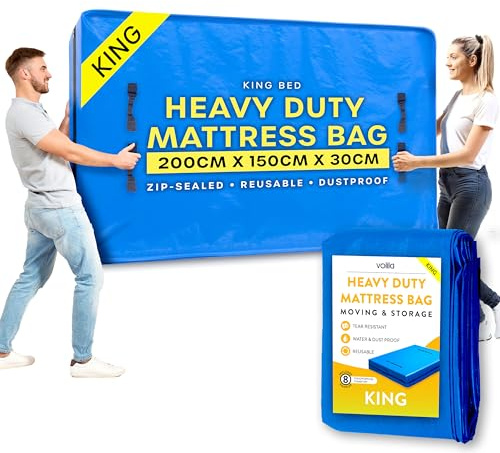 King Size Mattress Bag for Moving - Reusable Waterproof Mattress Cover, Heavy Duty Mattress Bag for Storage and Protecting Beds from Stains, Dust, and Pests - (150gsm)