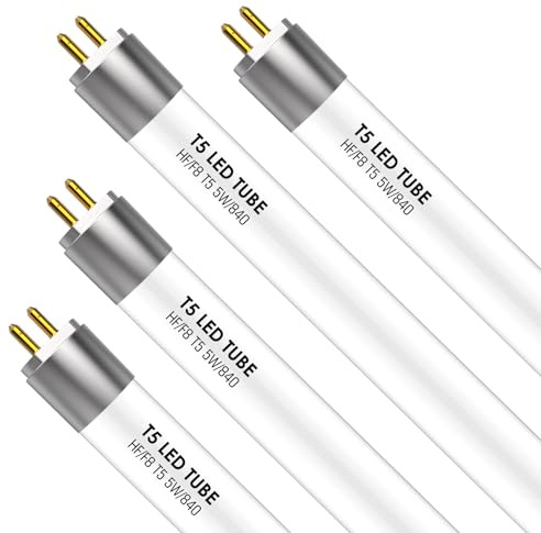 IHYCTV F8T5CW LED Replacement, T5 Bulbs 12 inch 5W 4000K 685lm Replace Fluorescent with LED, Cool White, Pack of 4