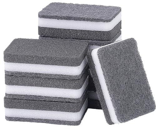 Taeku Natürlicher Putzschwamm, 6er Zweiseitig Reinigungsschwamm Spülschwamm Küchenschwamm Fleckenentferner Scheuerschwamm für Küche 11 x 7 x 3cm (Grau)