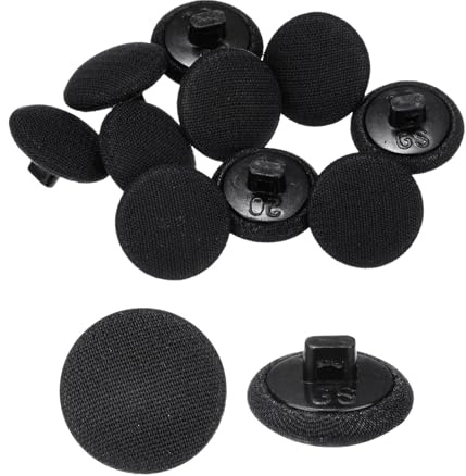 sourcing map 10pcs Fabric Cloth Buttons 0.5 Round Sewing Button with Shank Fabric Covered Buttons for Jacket Coat Shirt Suits Bridal, Black