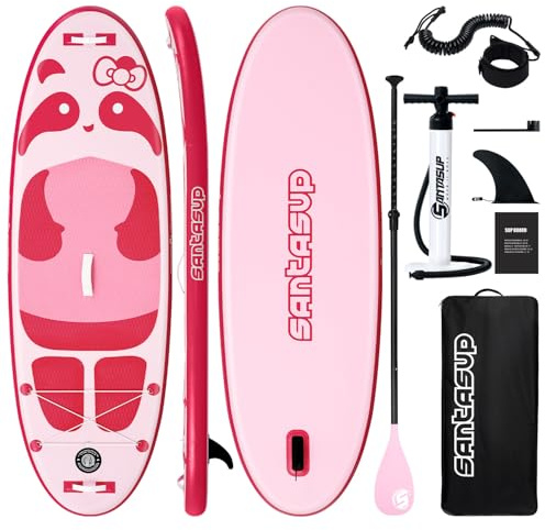 Santasup Kids Inflatable Paddle Board, 8ft Blue Panda - Stand Up Paddle Board with Accessories, Durable & Stable Design, Wide Non-Slip Deck, Hand Pump for Youth