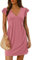Dokotoo Women's Summer Dresses 2025 Beach Ladies Sundress Fashion Gold Empire Line Hihg Waist Ruffle Short Sleeve Deep V-Neck Solid Color Sundresses Spring Casual Womens Mini Dress Pink M