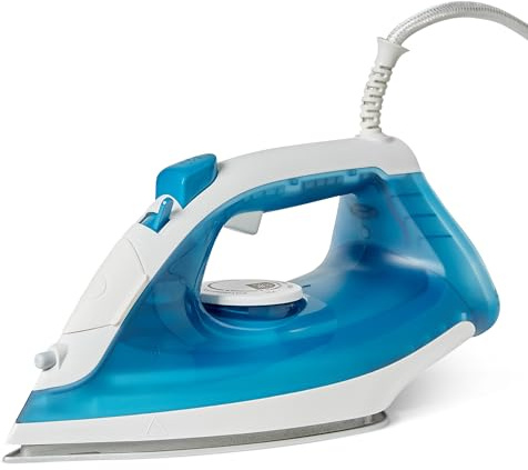 Amazon Basics Plancha de Vapor con Suela Antiadherente, 1800W, Vapor Continuo de 20g, Depósito de 200ml, Azul