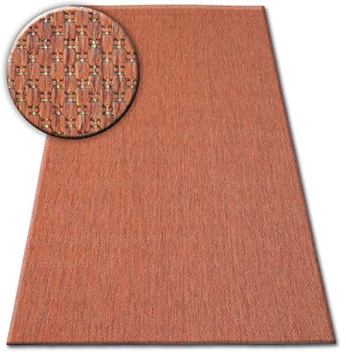 rugsx Teppich SISAL Flat Indoor Outdoor - Wetterfest & Pflegeleicht - Modern & Robust - Für Wohnzimmer Balkon Terrasse - Glatt Muster - Terrakotta 140x200 cm