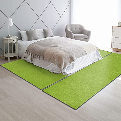 Floordirekt Velours-Bettumrandung Dynasty - Bettvorleger Teppichläufer - 3-teiliges Läufer-Set in 3 Größen (B: 67 cm | L: 1 x 250 cm + 2 x 140 cm, Grün)