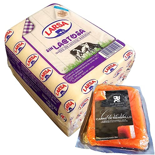 Queso Barra Sin Lactosa - Peso Aproximado 1500 gramos - El queso ideal que no puede faltar en las meriendas Ahora con Membrillo TDW (Queso SIN Lactosa con Membrillo)