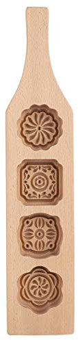 Tissting Mondkuchenform, Elegante Holzform im Chinesischen Blumenstil für Kekse und Kuchen, Buchenholz Backform für kreative Bäcker, DIY-Seife und Gebäck
