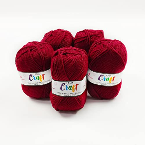Panini Tessuti, 250 grammi - Gomitoli di Lana Craft 50g al gomitolo - Made in Italy - Disponibile più colori per lavori a maglia unicinetto e ferri n 3.5 e 4-50g 133 m - Fai da te, Filati, Lana