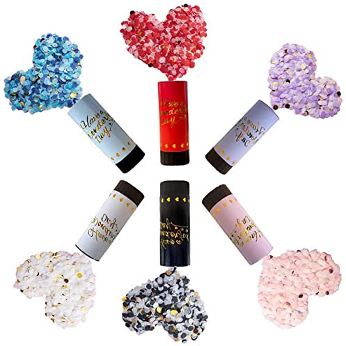 Cresitch Confetti Cannons, Party Paper Cannon Shooter confetti poppers, 6 Colours Confetti Cannons for Wedding Birthday Christmas Party Supplies (6 Pcs,1.6in x 4 in)