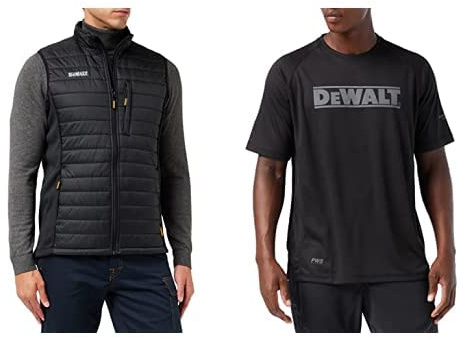 DEWALT FORCE GILET L Gilet, Large, Black Bundle EASTON L Easton Black PWS Performance T-Shirt, Size L